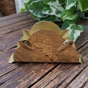 Gold Hammered Metal Napkin Holder Made in India